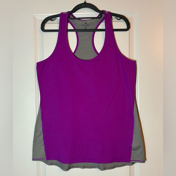 Athleta Tops - Athleta | ‘Chi’ Racerback Colorblock Tank in Vibrant Purple/Heather Gray Size XL